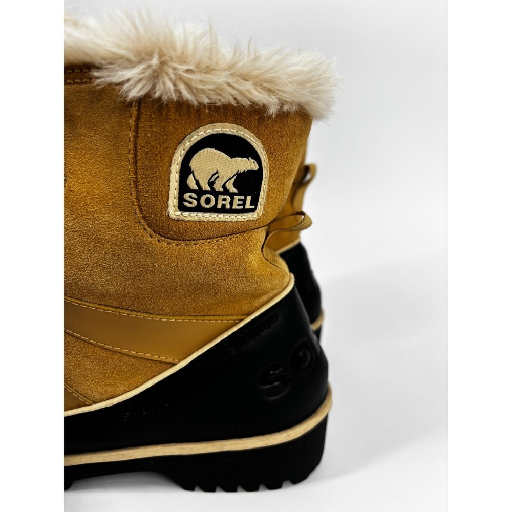 Sorel Tofino Waterproof Winter Snow Boots Curry Black Faux Fur Womens Size 7 - Picture 5 of 7